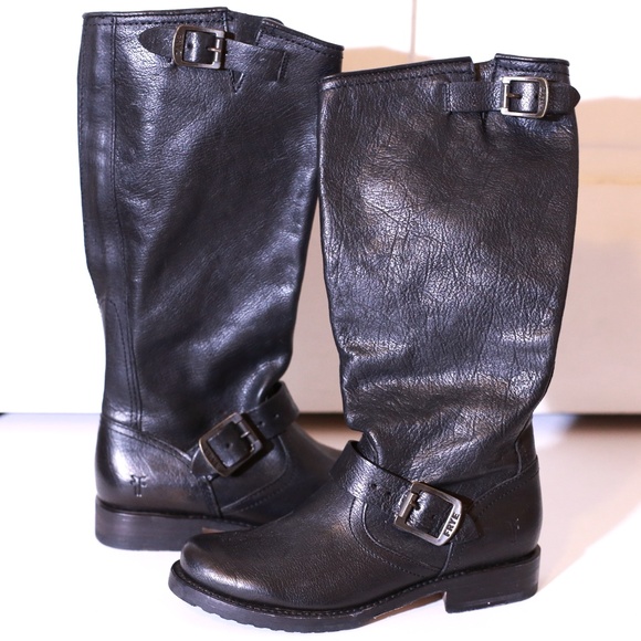 frye leather buckle booties